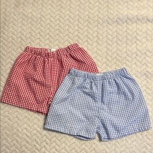 Boys Gingham Shorts Set - Red and Light Blue